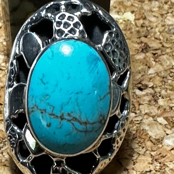 Turquoise ring, Sterling silver - Picture 1 of 9
